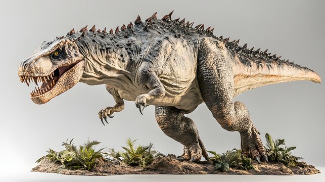 Side view of Indominus Rex walking on a light gray backdrop