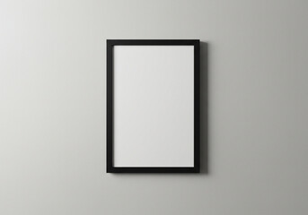 Blank Black Frame on a Grey Wall: Minimalist Mockup