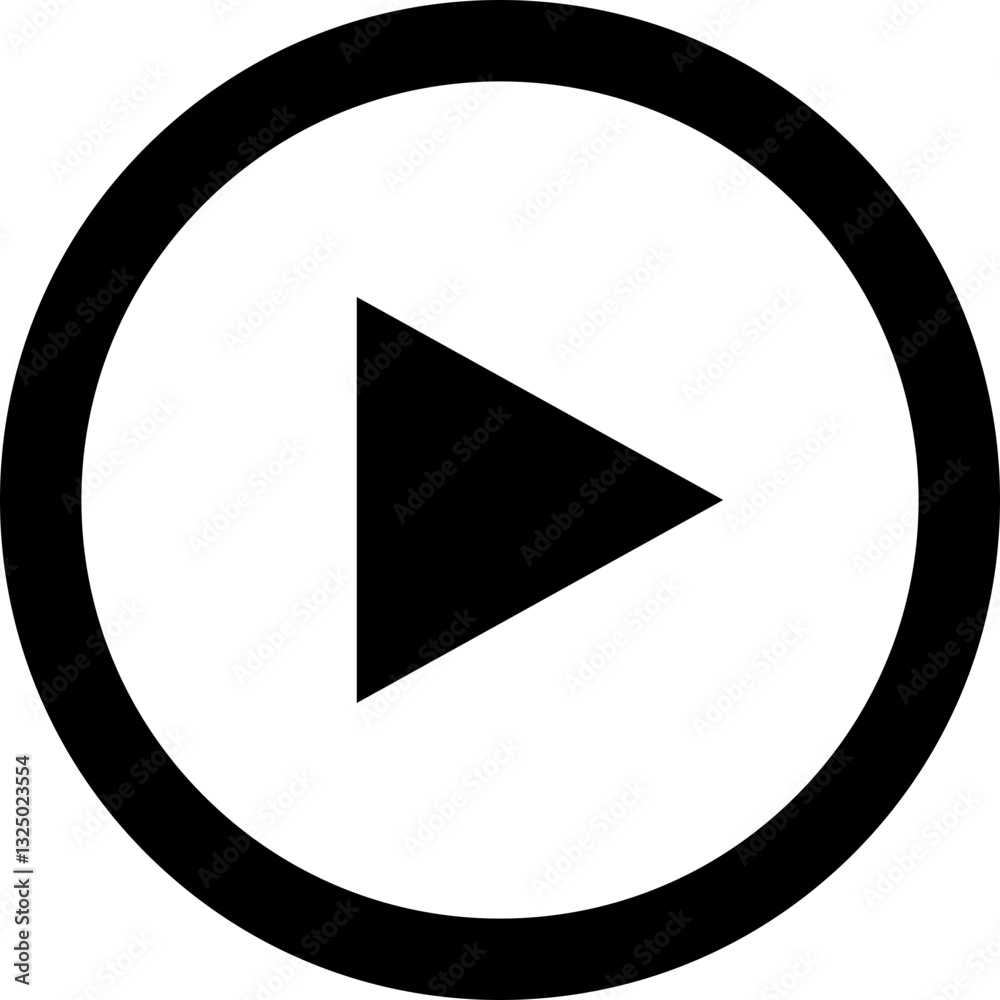 Poster play button icon set. video player buttons, start audio and play sign, line icons. svg