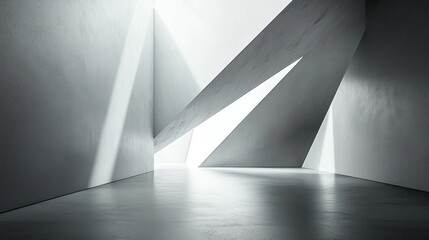 Obraz premium Abstract modern architecture, white geometric interior, light and shadow.