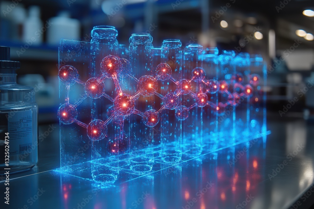 Poster holographic display of molecular structure in a laboratory setting