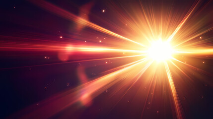 A bright, glowing light source with rays extending outwards against a dark backdrop. Blazing Luminance. Illustration