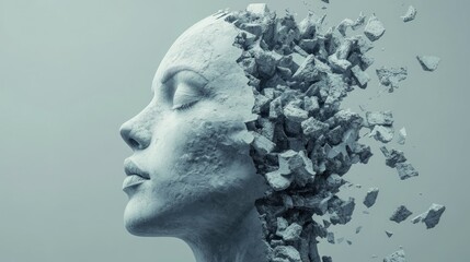 Shattered Concrete Woman's Profile