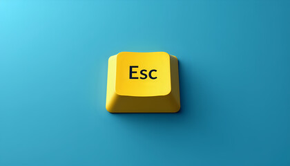 a yellow computer key with the word "esc" on it