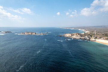 El Faro de Bucerias beach in the municipality of Aquila, Michoacan, Mexico. buserias, vuserias, vucerias.