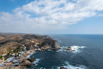 El Faro de Bucerias beach in the municipality of Aquila, Michoacan, Mexico. buserias, vuserias, vucerias.