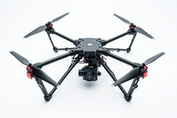 Drone with sensors for environmental monitoring isolated on a clean white background