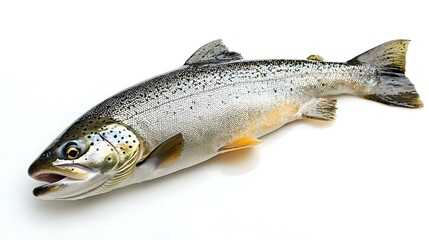 Naklejka premium Fresh Brown Trout Isolated on White Background