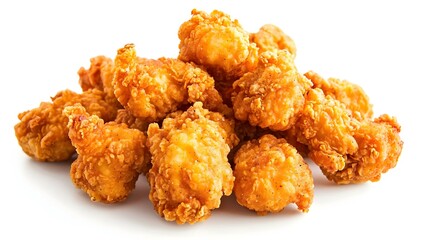 Crispy Fried Chicken Nuggets Isolated on White Background