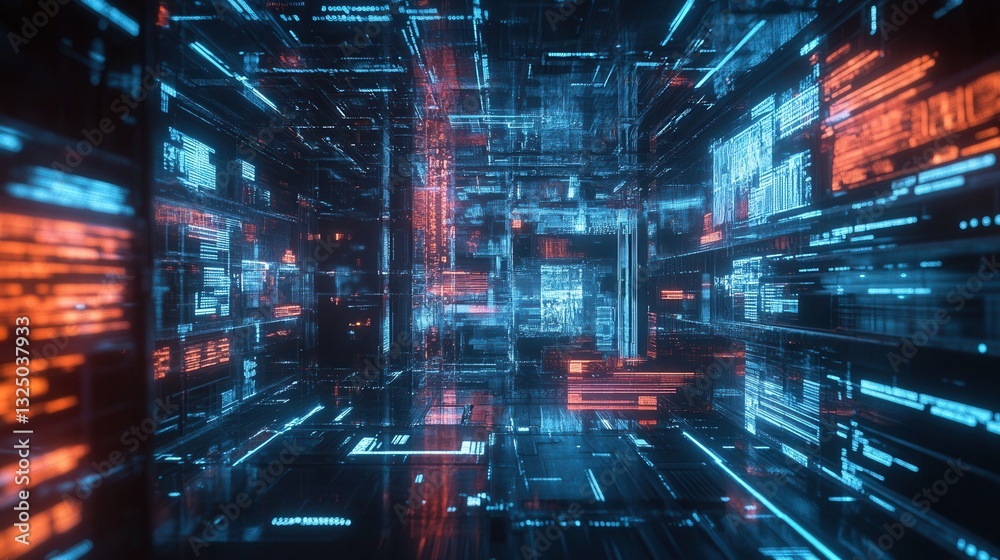 Aufkleber Mixed reality background with holographic elements, digital textures, and futuristic design features for creative projects