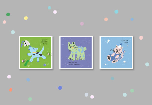 Art Posters With Cute Pets Layout