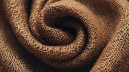 Fototapeta premium Swirling burlap fabric, close-up texture detail, neutral background