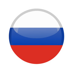 Fototapeta premium Round Glossy Russia Flag Vector, Transparent Background