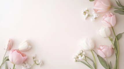 Obraz premium Beautiful background template made of Spring flowers.