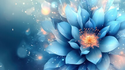 Obraz premium Blue Flower, Abstract, Sparkling Background
