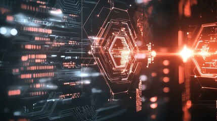 Obraz premium Abstract digital technology background with glowing circuits and data streams.