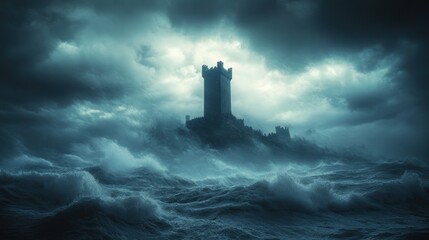 Fototapeta premium Stormy Seas, Medieval Tower