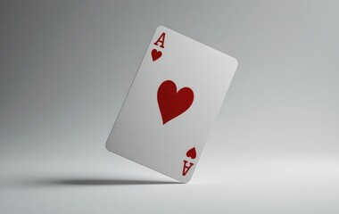 Obraz premium Ace of Hearts Playing Card Isolated on White Background for Gambling Concept