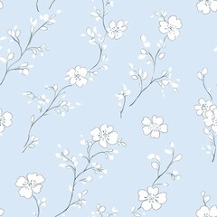 Obraz premium Repetitive colorful flower pattern for Spring theme fabric design.