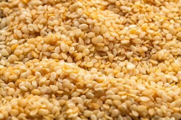 Sesamum indicum - Pile of raw organic sesame seeds