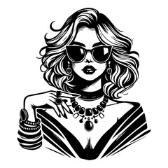 A businesswoman. A pretty and effective fashion-conscious woman. Vector graphics. EPS.