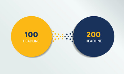 2 elements scheme, diagram. Two connected circles. Infographic template.