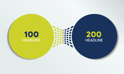 2 elements scheme, diagram. Two connected circles. Infographic template.