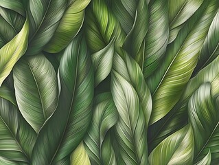 Green leaves art background. Nature themed. Botanical wallpaper. Design