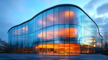 Obraz premium Futuristic transparent office building design high resolution image