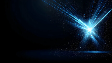 Obraz premium Abstract Background With Blue Light Rays And Glitter Particles On Dark Background Graphic Design Template