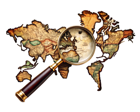 world map with compass