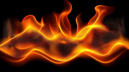 Abstract Flame Like Display Featuring Warm Colors Over Black Background