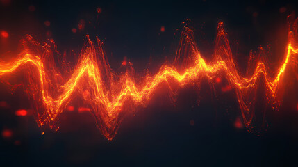 Fiery energy surge heartbeat of incandescent power pulsing through dark void. Iridescent Pulse. Illustration