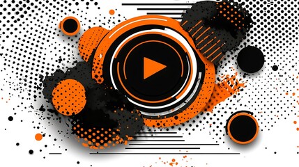 Obraz premium Abstract design of an orange and black play button symbol