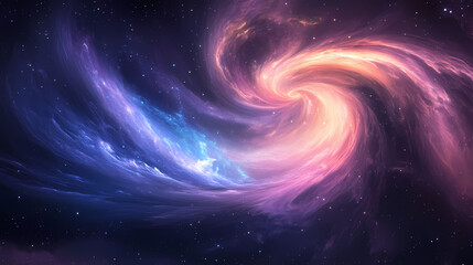 Swirling vortex clouds with iridescent lines and pulsing points in vibrant aurora display. Iridescent Pulse. Illustration