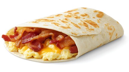 Classic Breakfast Burrito A warm tortilla filled with scrambled eggs, cheese, and crispy bacon