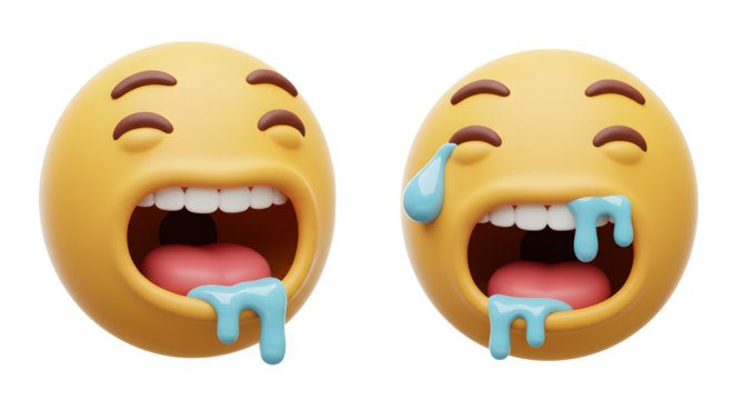 Funny face emoji expressions with bulging eyes on a transparent background