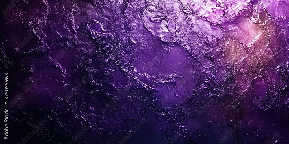 Poster abstract texture of purple and black surface with intricate patterns illuminated by soft light