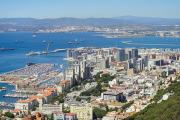 Obraz premium Overview and aerial photography of the city of Gibraltar