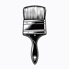 Vintage engraving-style paintbrush icon in black line evokes traditional art and craft work. Concept: design heritage branding, artisan workshop visuals, creative history content.