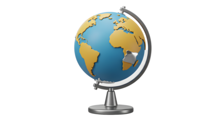 World Globe Model on Stand Showing Continents and Oceans for Education