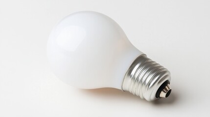 A close-up of an E screw-in LED bulb with a frosted finish, white background