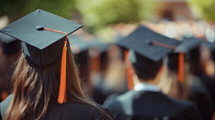 Graduation ceremony with students in caps and gowns