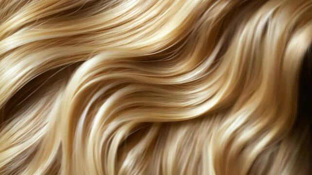 Flowing golden hair waves in motion captured in three dynamic frames