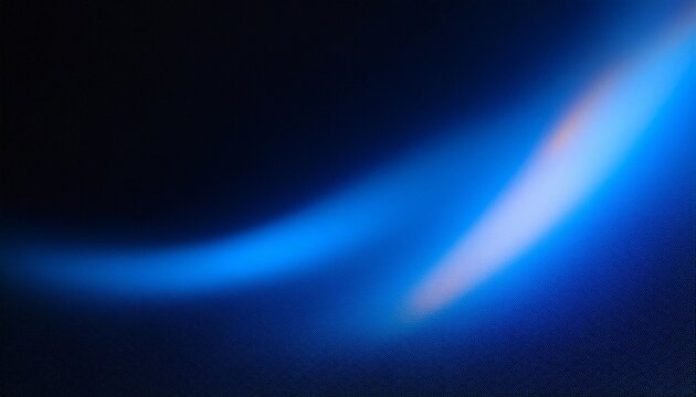 Blue light leaks and gradient over an abstract grainy background. Grainy colorful warm blue light leaks on a black background with a dust texture. Blue wavy abstract background for presentation