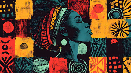 Freedom day happy juneteenth postcard with african pattern