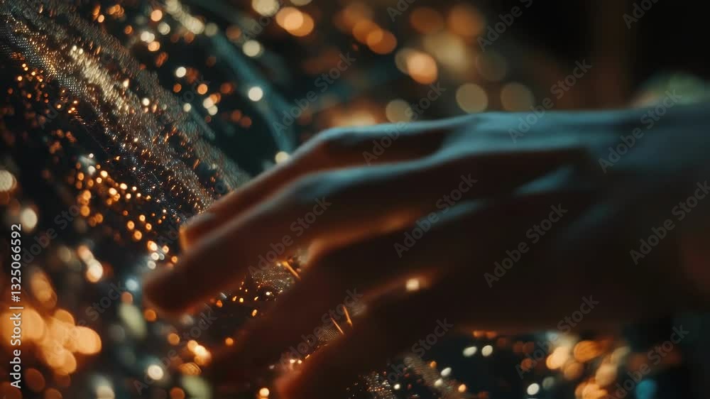 Poster engineer interacting with an advanced digital display, analyzing complex data visualizations and sim