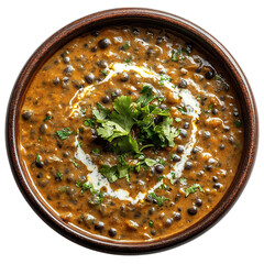 A Bowl of Indian Dal Makhani Creamy Black Lentil Cur Isolated on Transparent Background