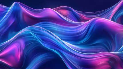 Naklejka premium A high-resolution, minimalist abstract background featuring fluid waves of vibrant colors in shades of blue and purple. Hyperspectral Waves. Illustration