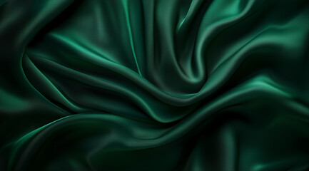 Fototapeta premium Luxurious Emerald Green Silk Fabric with Elegant Folds